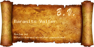 Barasits Valter névjegykártya